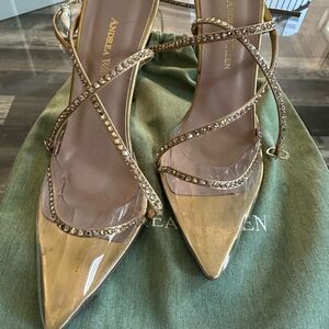 Andrea Wazen Gold Strappy Women's Shoes